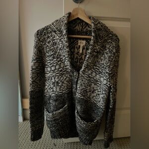 Cozy Black and Gray Knit Cardigan